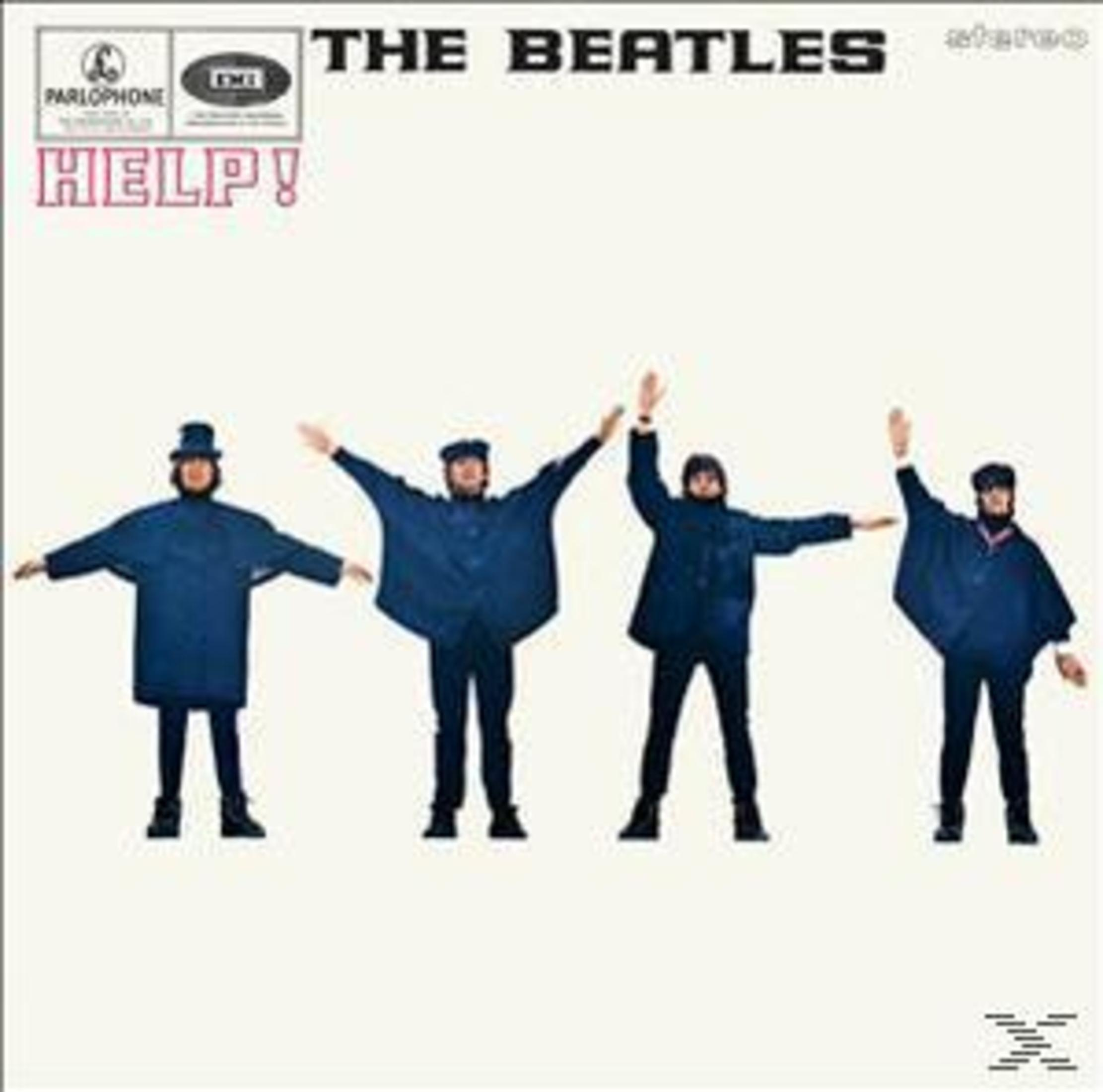 L'album Help! dei Beatles, con i membri della band in una posa stilizzata con le braccia alzate.