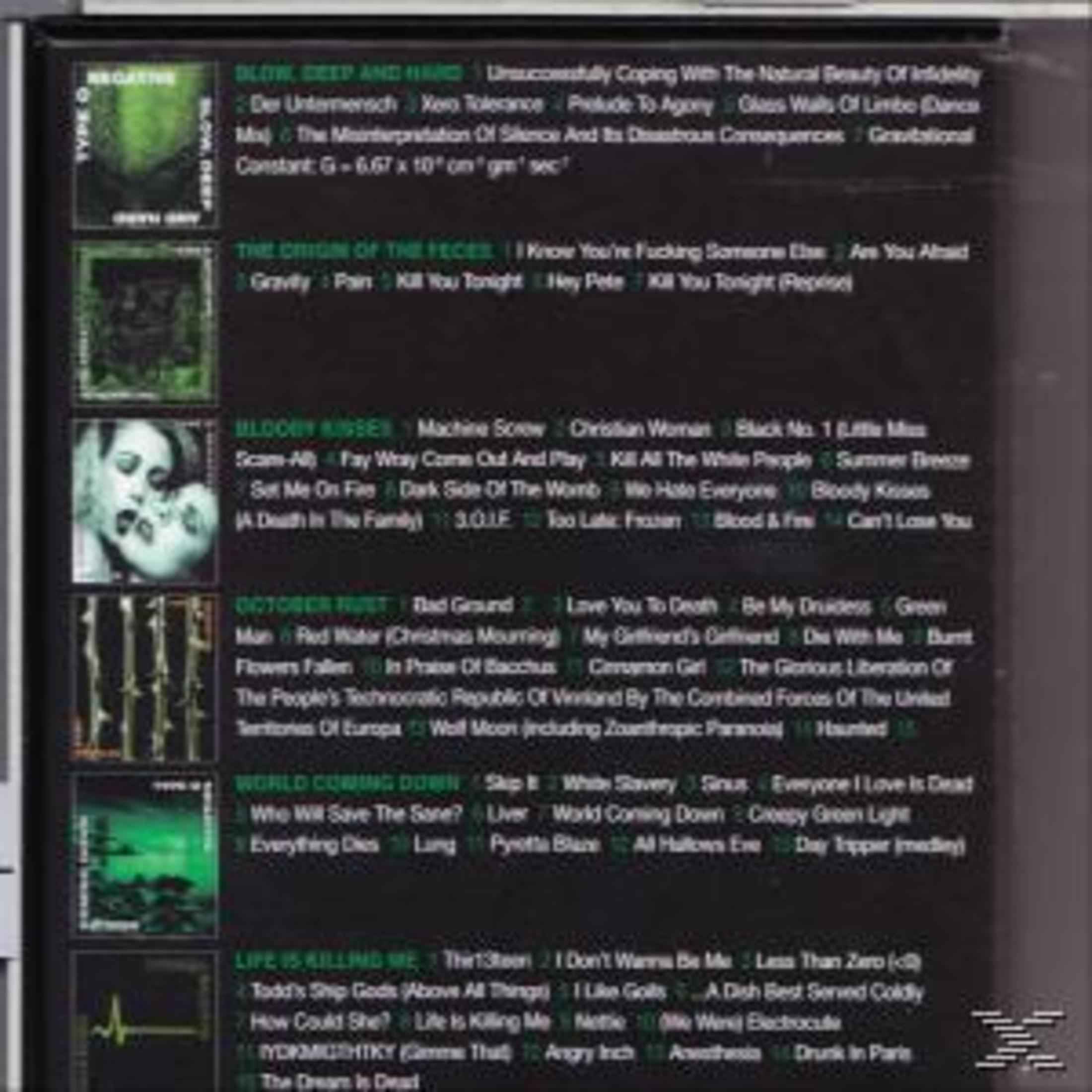 Dos de l'album avec plusieurs listes de titres et logos de groupes.