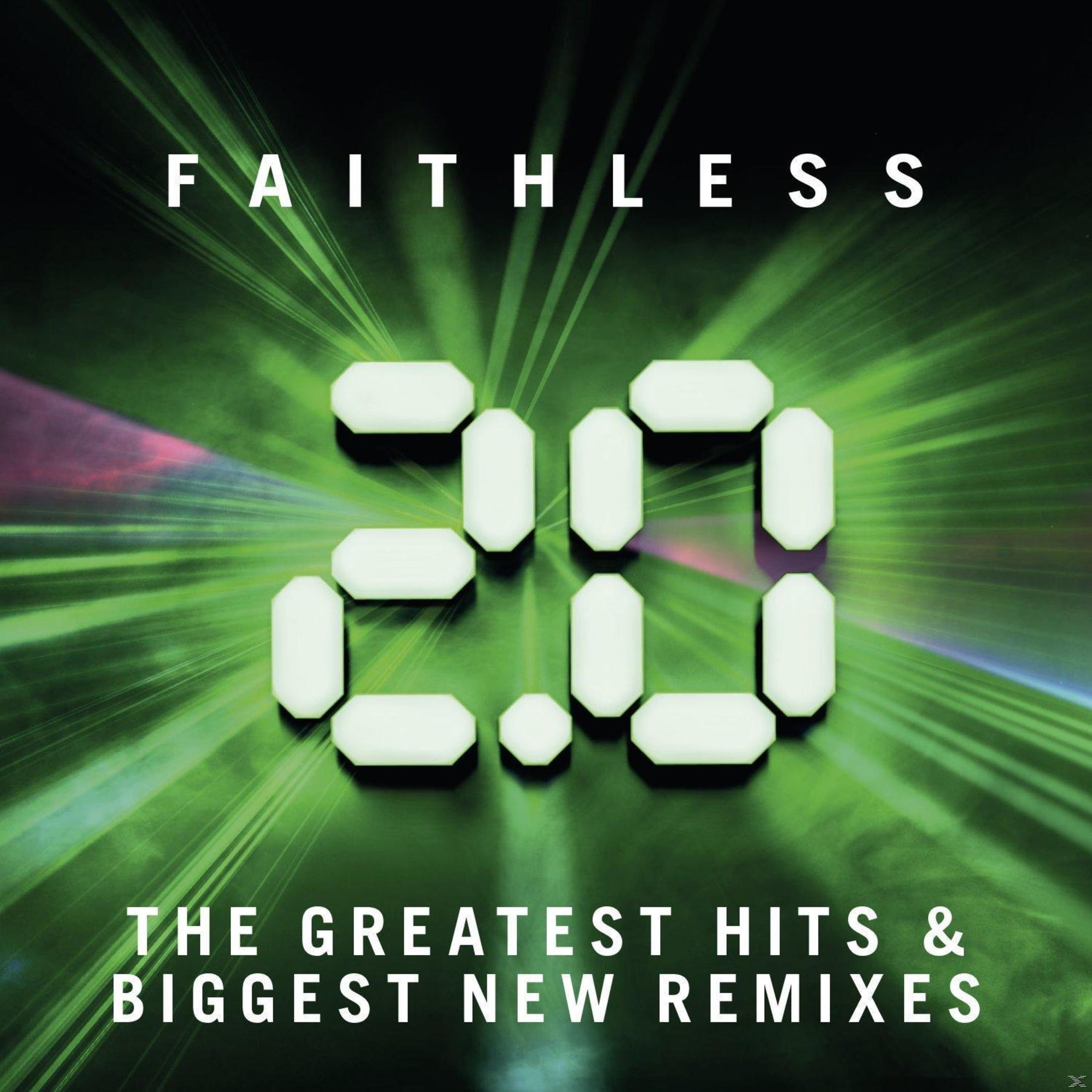 Copertina dell'album Faithless con il numero 2.0 in grandi cifre bianche su sfondo verde.