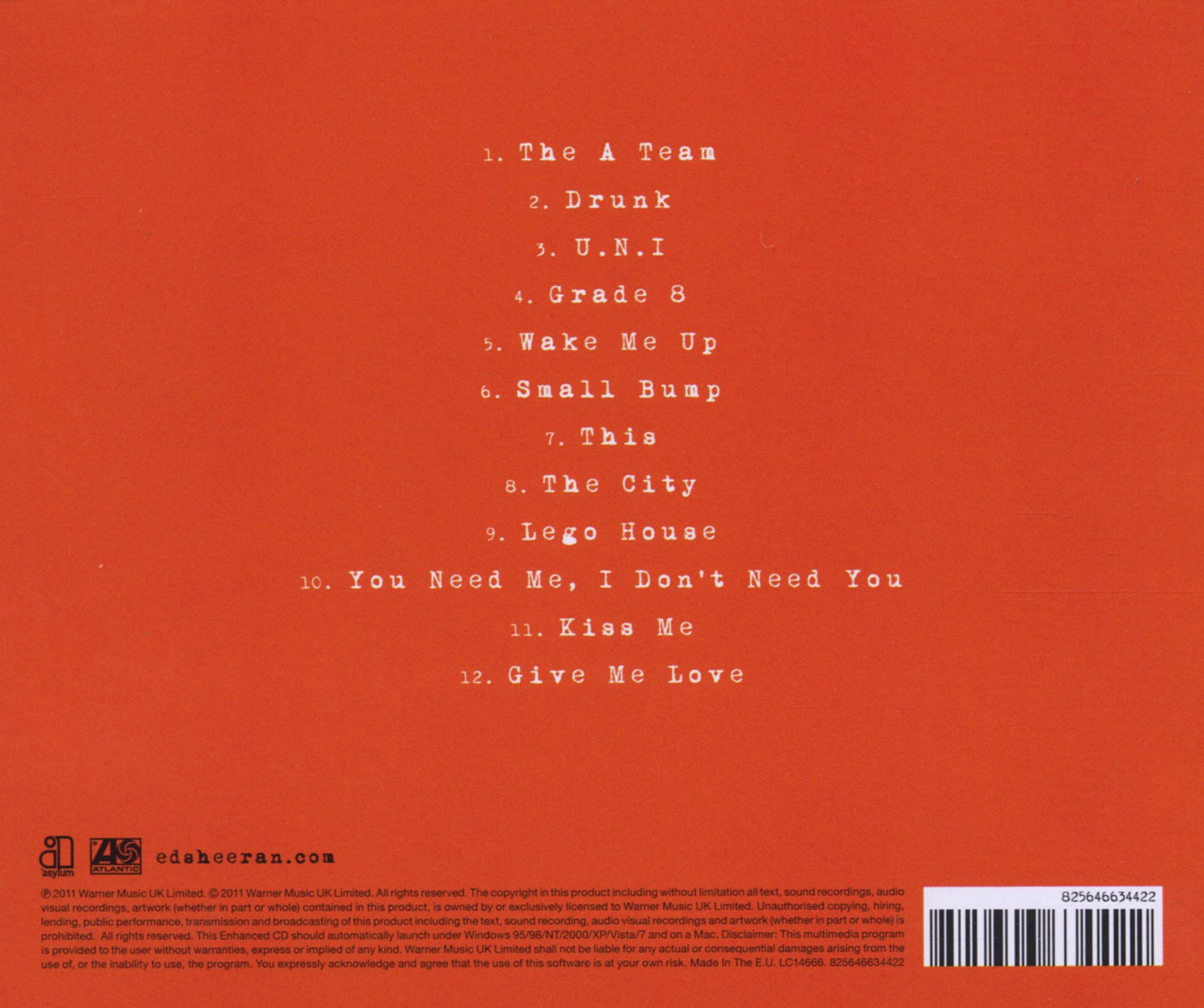 Tracklist dell'album su sfondo arancione con il titolo 'Ed Sheeran' in basso.