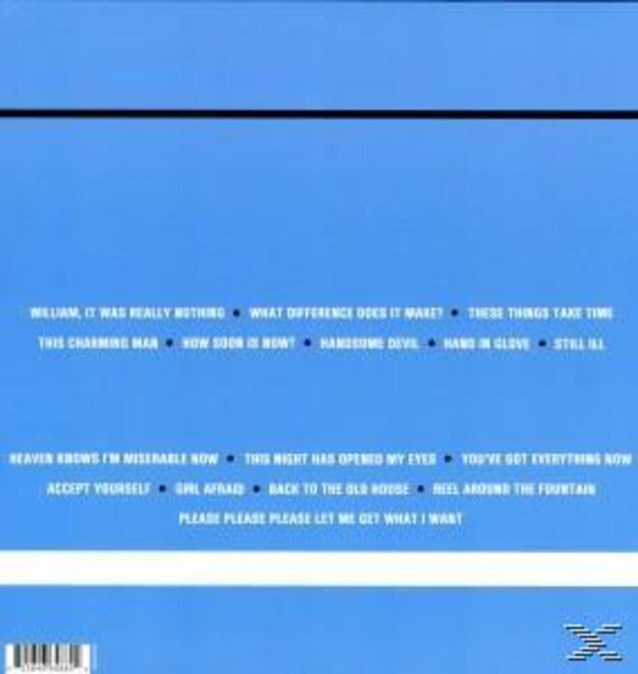 Albumhoes met songtitels in blauw, op een blauwe achtergrond.