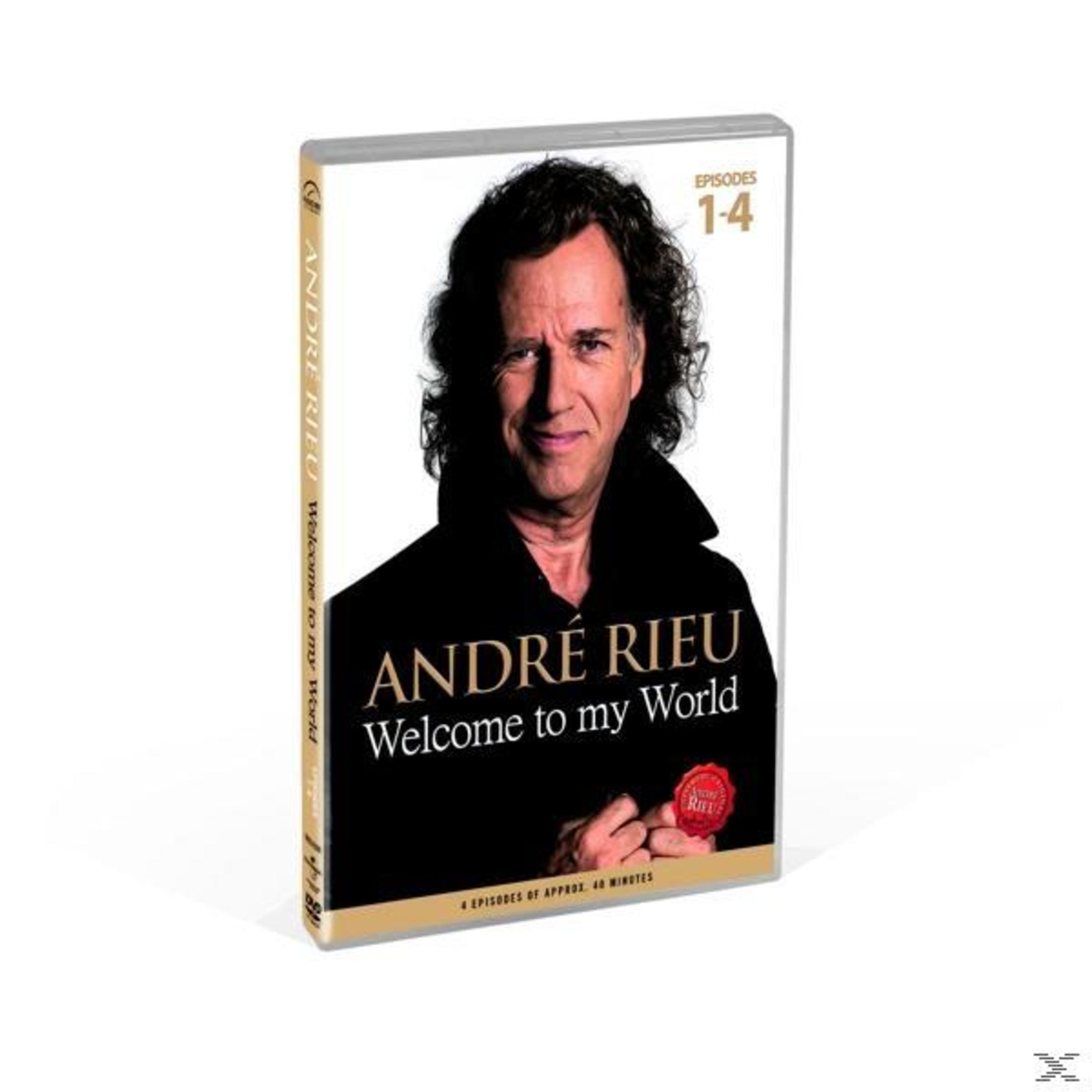 DVD case: Andre Rieu, a man in a black shirt, titled 'Welcome to my World'.