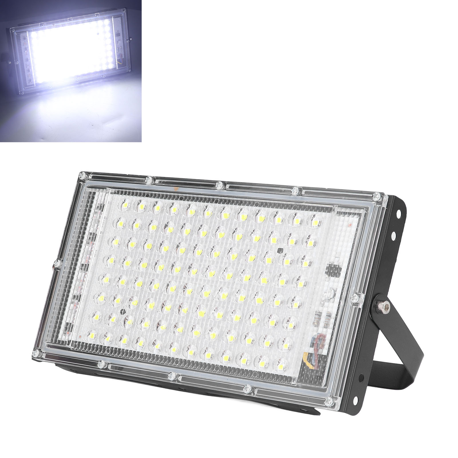 Rechteckiger LED-Flutlichtstrahler mit hellem, weißem Licht.