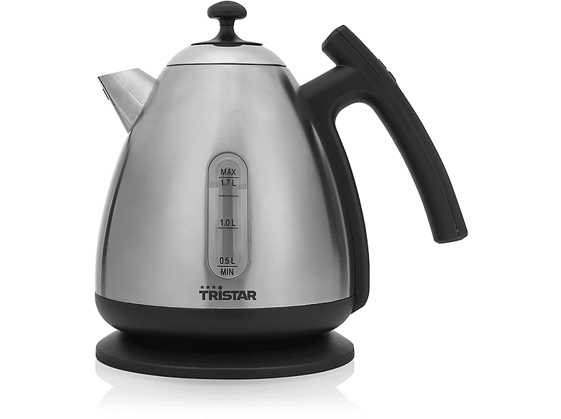TRISTAR Heißwasserkocher Wasserkocher, Silber-Schwarz