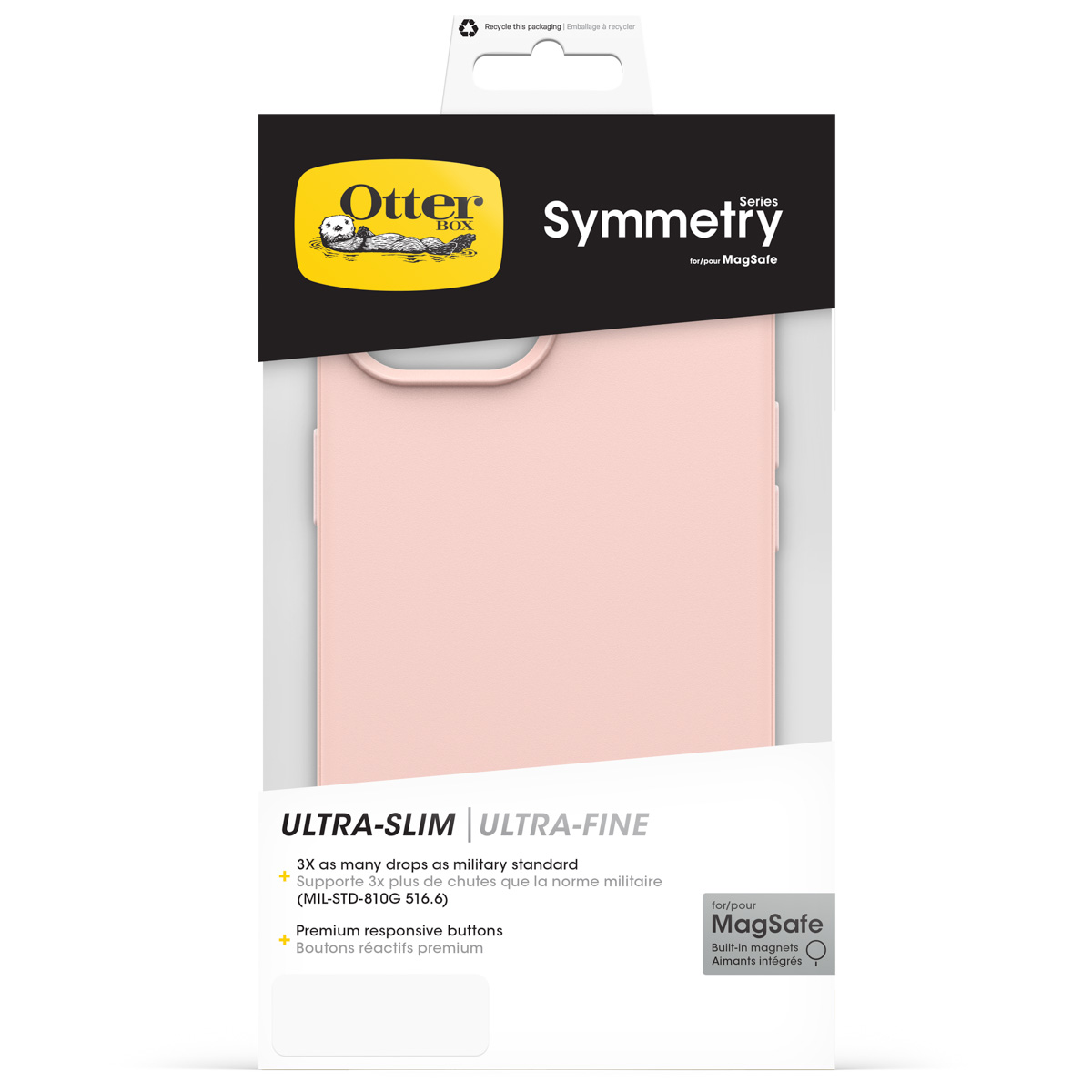 OTTERBOX Symmetry Plus MagSafe - Geschikt voor Apple iPhone 17e / 16e / 15 / 14 / 13 - Telefoonhoesje voor Apple iPhone 14/ iPhone 15/ iPhone 16e/ iPhone 13/ iPhone 17e Roze