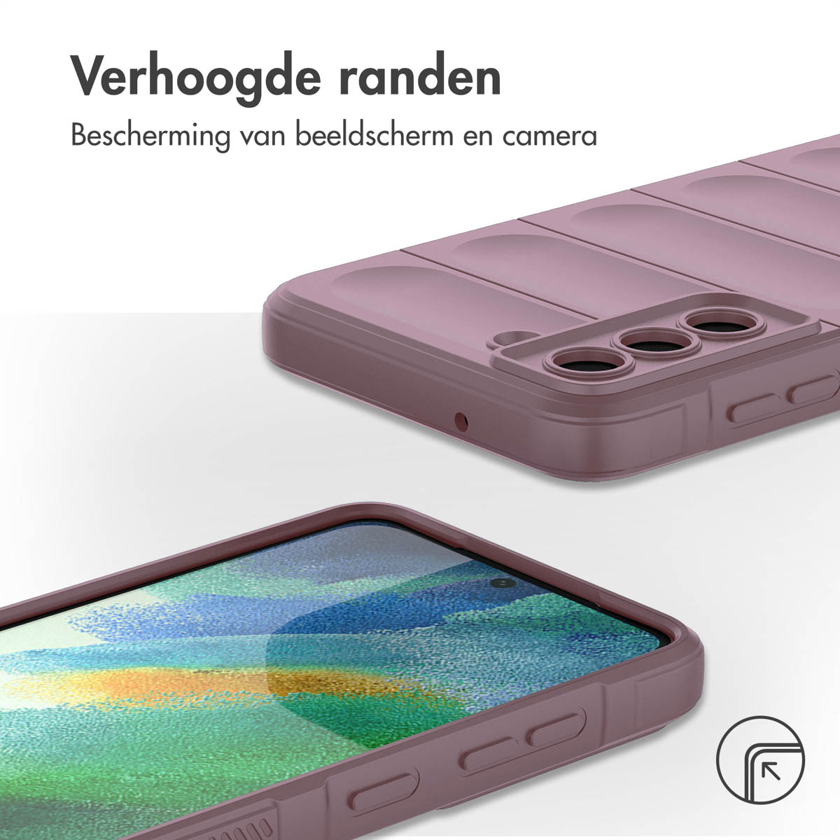 Roze telefoonhoes, scherm- en camerabescherming. Close-up.