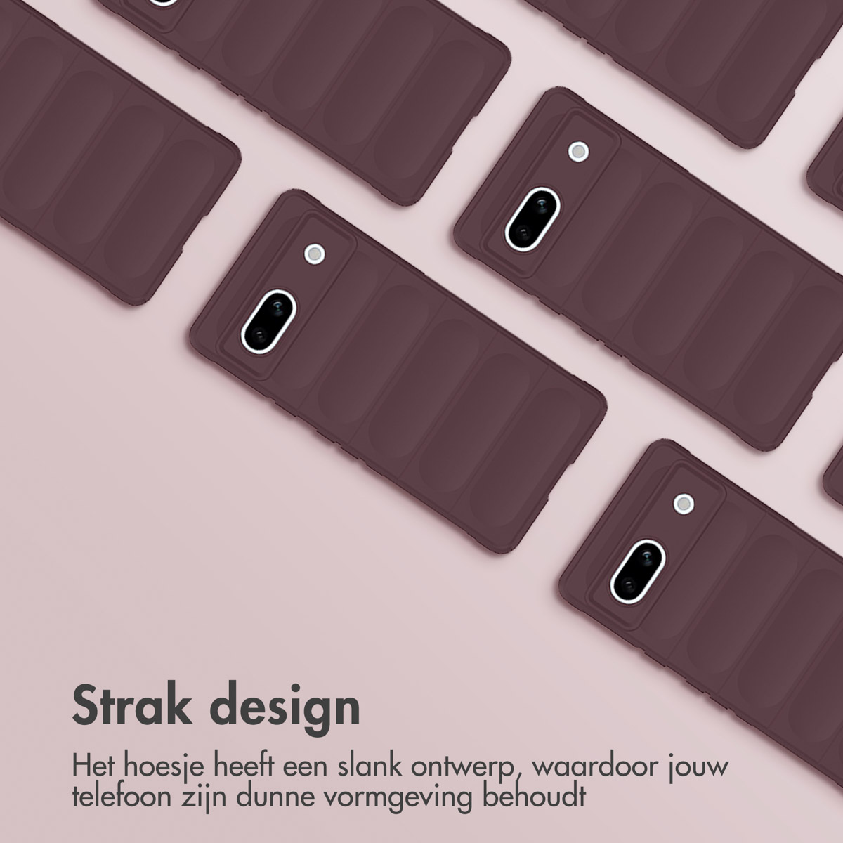 A pattern of burgundy phone cases. Each case has a textured design with a camera cutout.