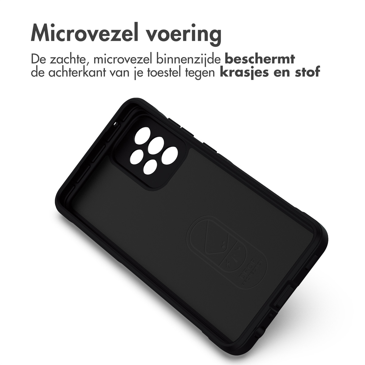 Intérieur de la coque de téléphone noire. L'intérieur est noir. Montre la coque de téléphone avec le téléphone.