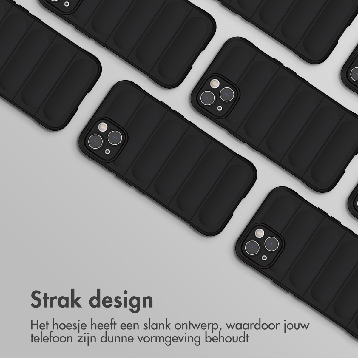 Un ensemble de coques noires avec un design à nervures, dans un motif. Le design est élégant.