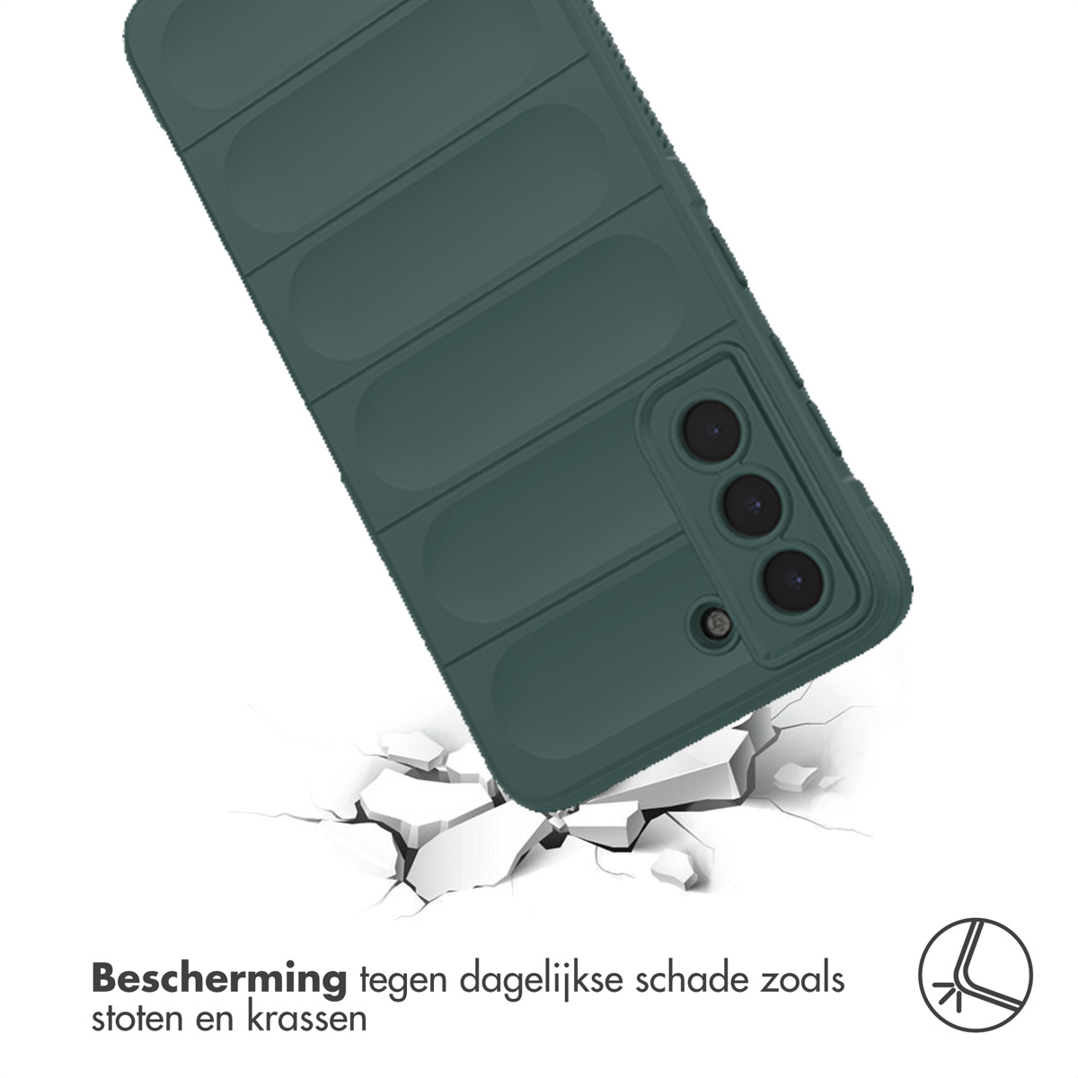 Une coque tombe, brisant une surface. Texte: protection contre les dommages quotidiens.