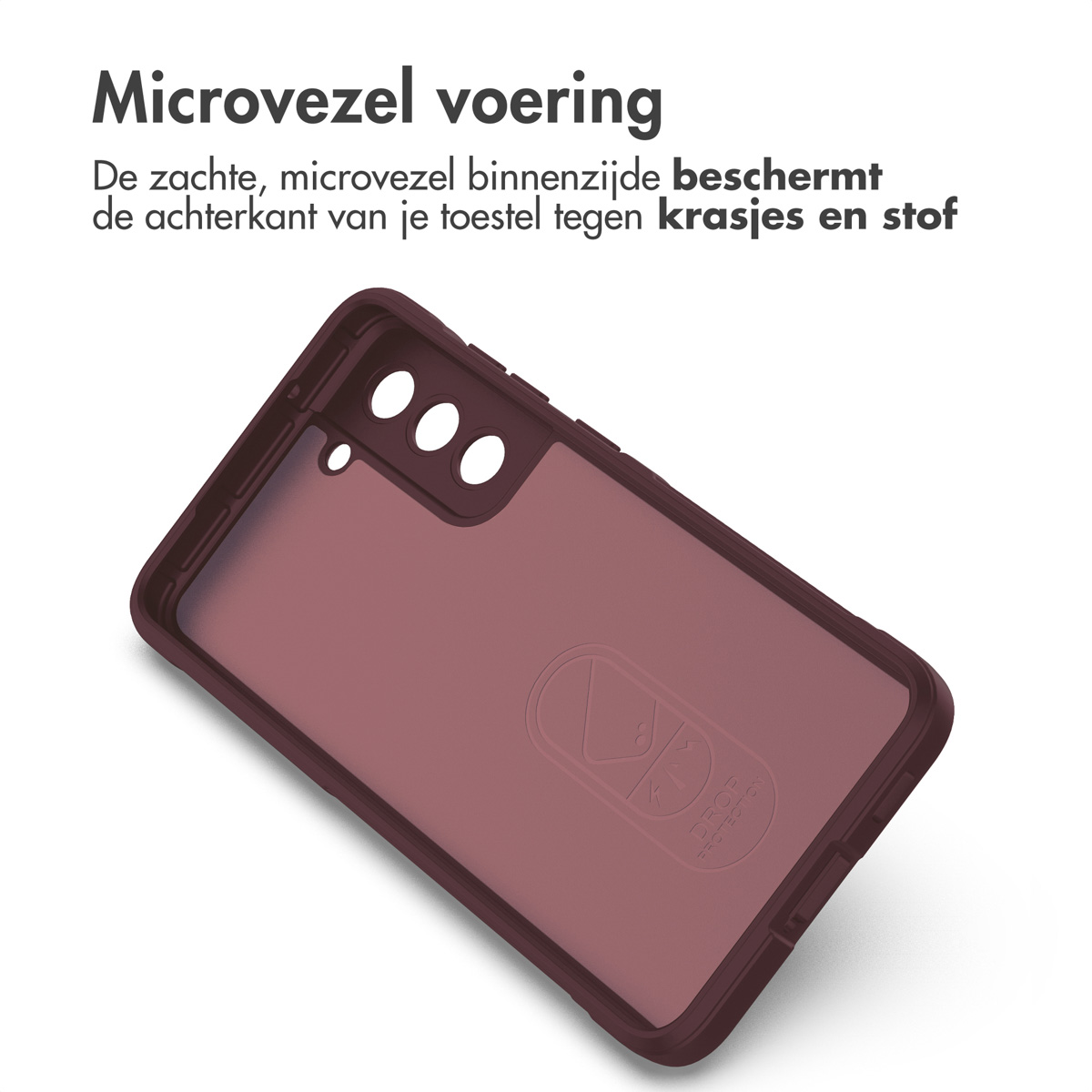 Bordeaux telefoonhoes, schuin, met binnenvoering, met tekst.