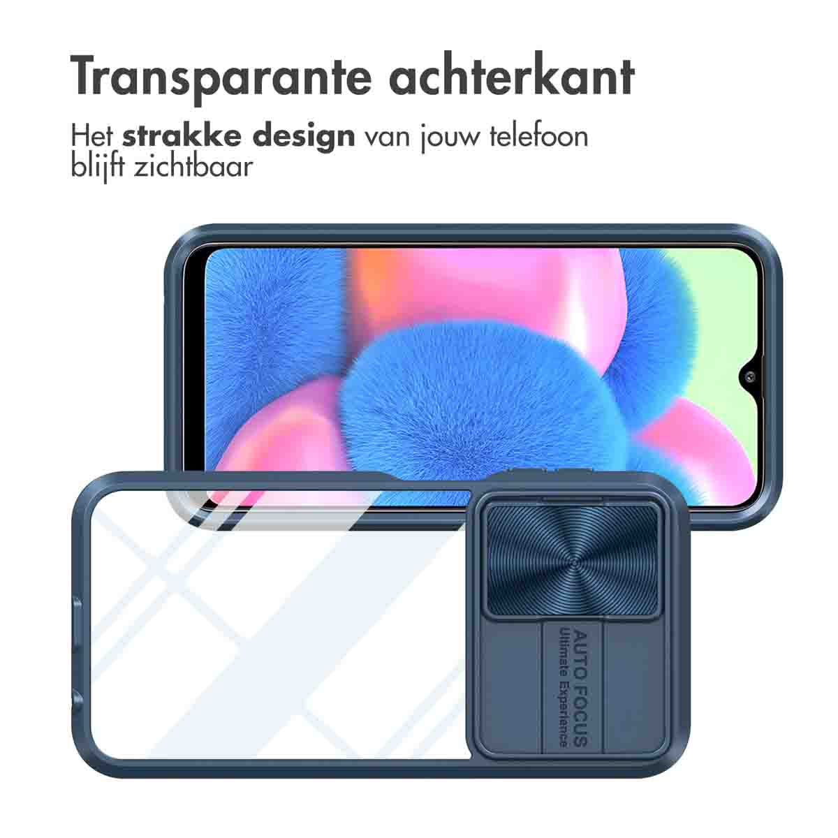 Eine Handyhülle mit einem Telefon darin, mit durchsichtigem Rücken. Der Hintergrund ist eine weiße Wand.