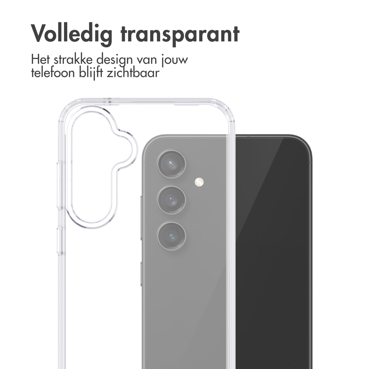 Custodia trasparente per telefono. Il telefono è visibile. La custodia delinea la forma del telefono.