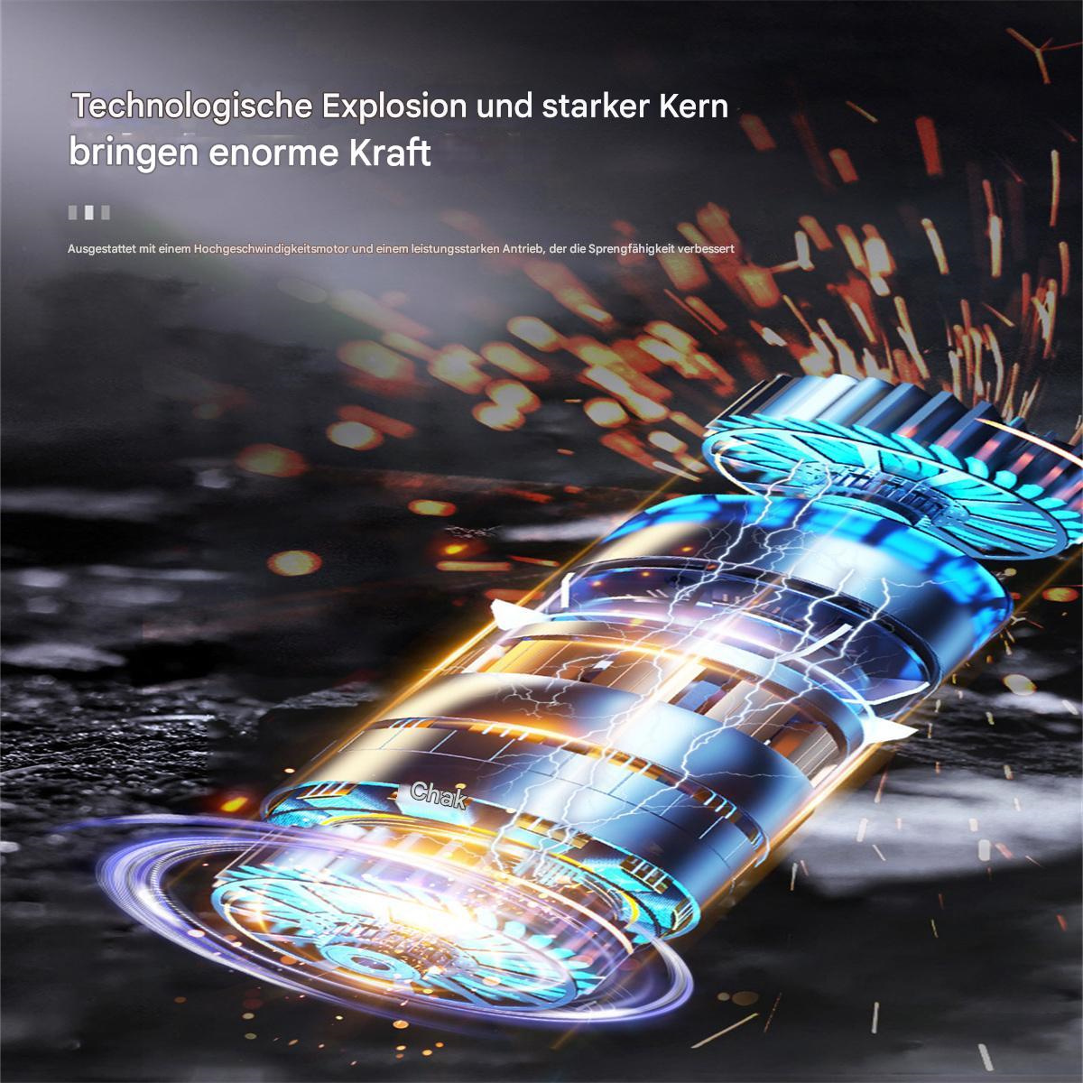Eine Illustration eines blau-silbernen Geräts mit elektrischen Funken.