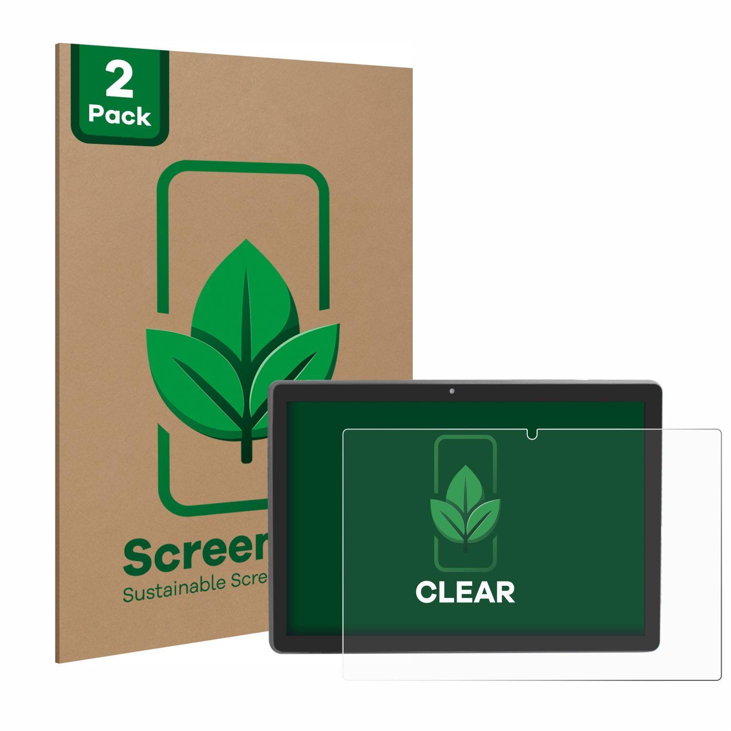 Zwei-Pack-Displayschutzfolie für ein Tablet und eine Displayschutzfolie.