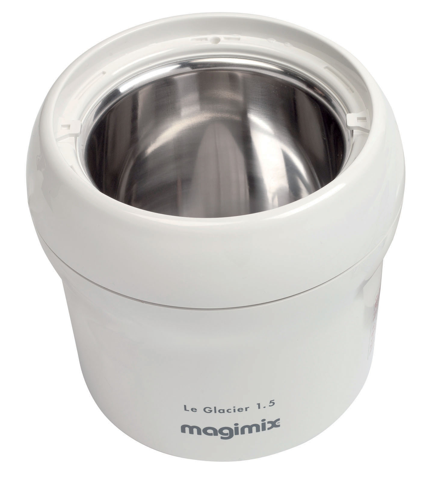 White ice cream maker with the brand name Magimix.