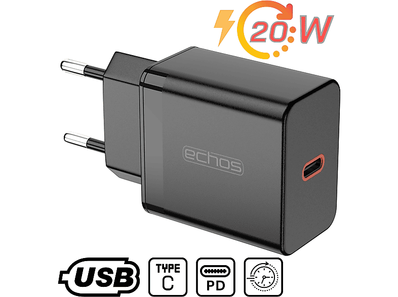 ECHOS Eco-4041, Schnellladegerät, Schwarz