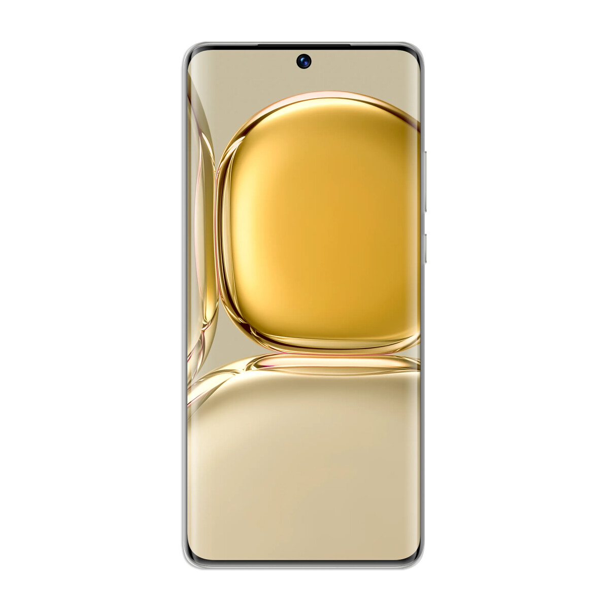 Gouden telefoon met een afgeronde cameramodule.