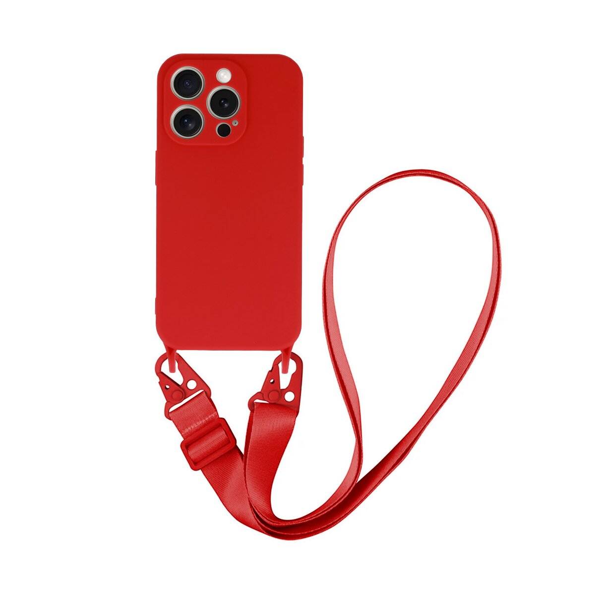 Custodia per telefono rossa con cinturino rosso.