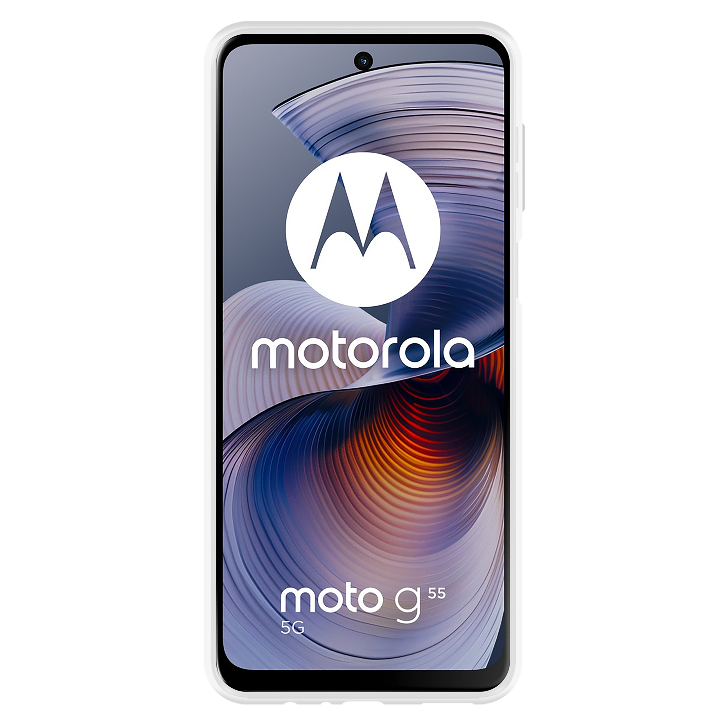 Motorola-Telefon auf schwarzem Hintergrund. Der Bildschirm zeigt Logo und Wellen.