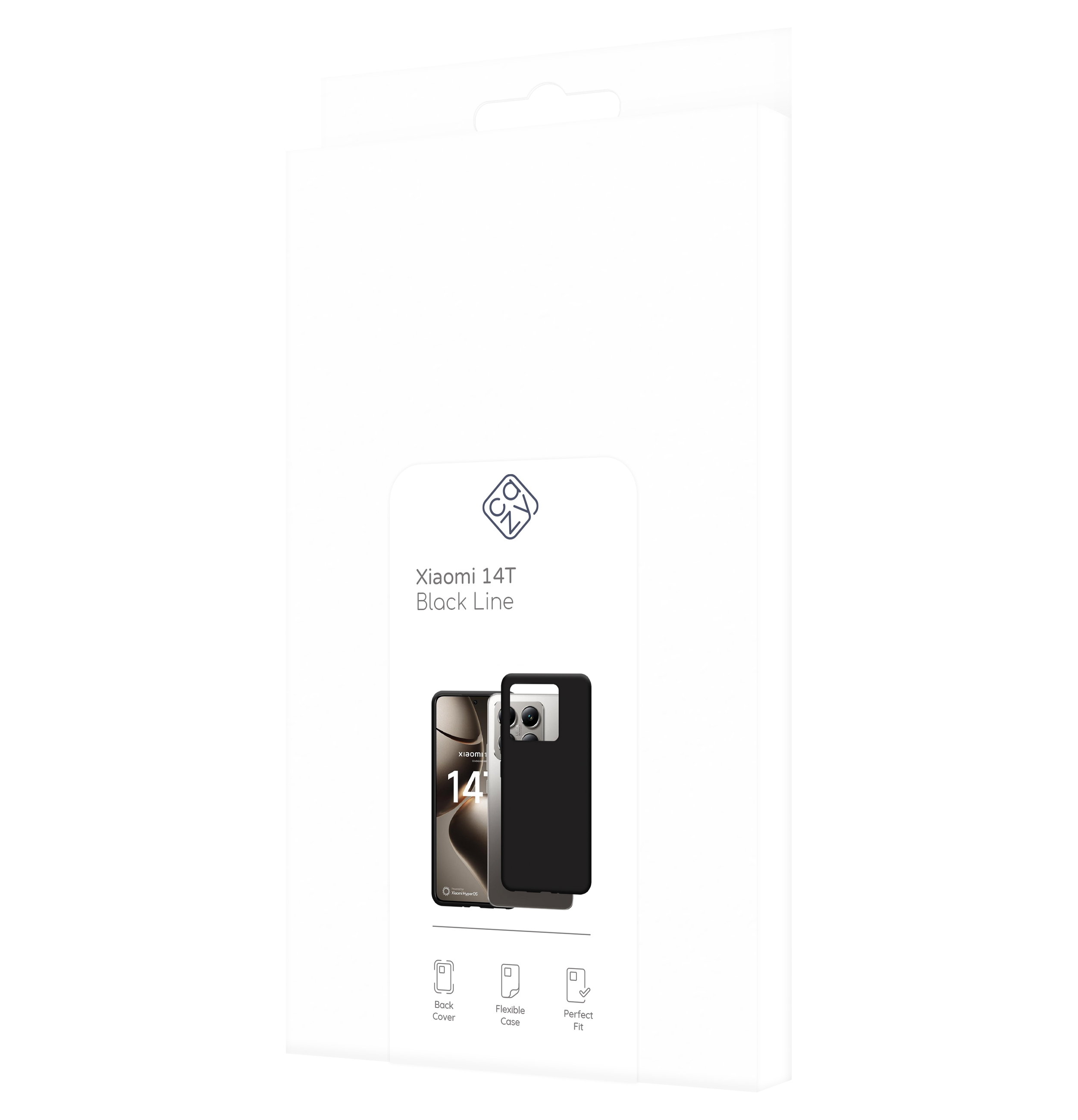 Handyhüllenverpackung mit Telefonbild und Produktdetails.