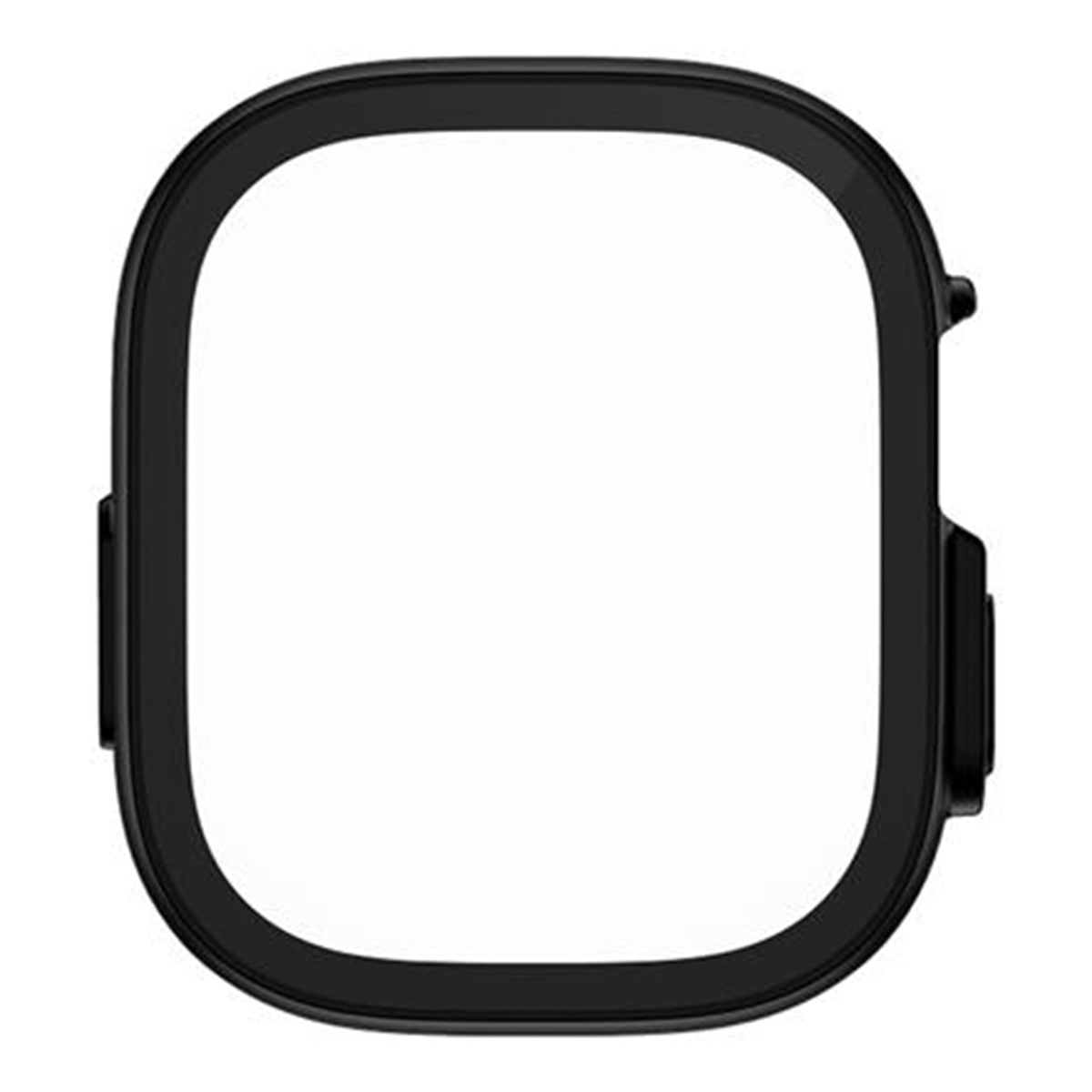 Black frame with a white interior. Right side has a button.