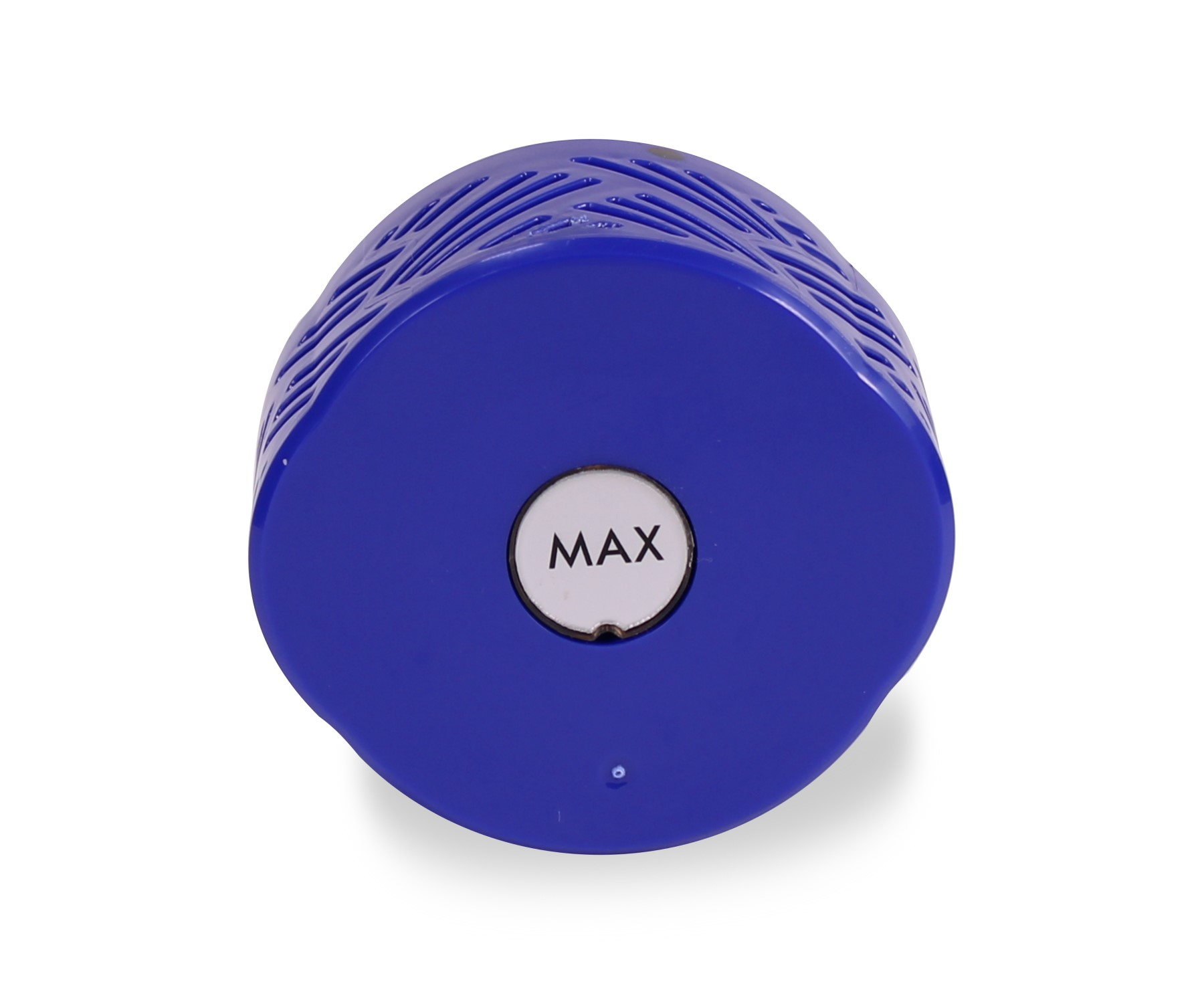 Blauer Luftreiniger mit dem Wort MAX darauf. Weißer Hintergrund.