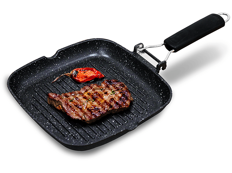 briebe Black Titanium Grill Asador Rayas, Inducción, Antiadherente Titanio, Sartén Plancha 28x28cm Aluminio Fundido sin PFOA