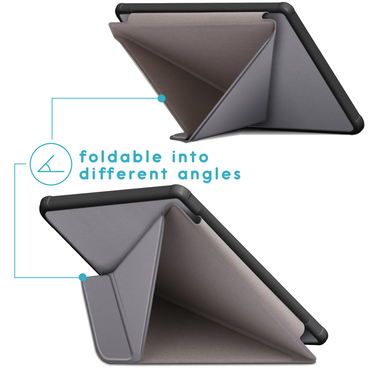 IMOSHION Origami Bookcase e-reader geschikt voor Kobo Libra 2 Cover 7 inch Grijs