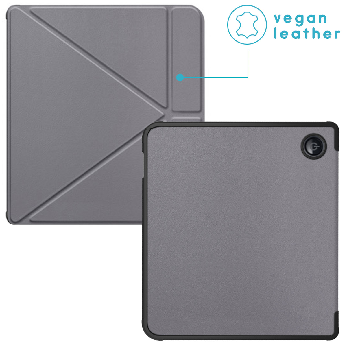 IMOSHION Origami Bookcase e-reader geschikt voor Kobo Libra 2 Cover 7 inch Grijs