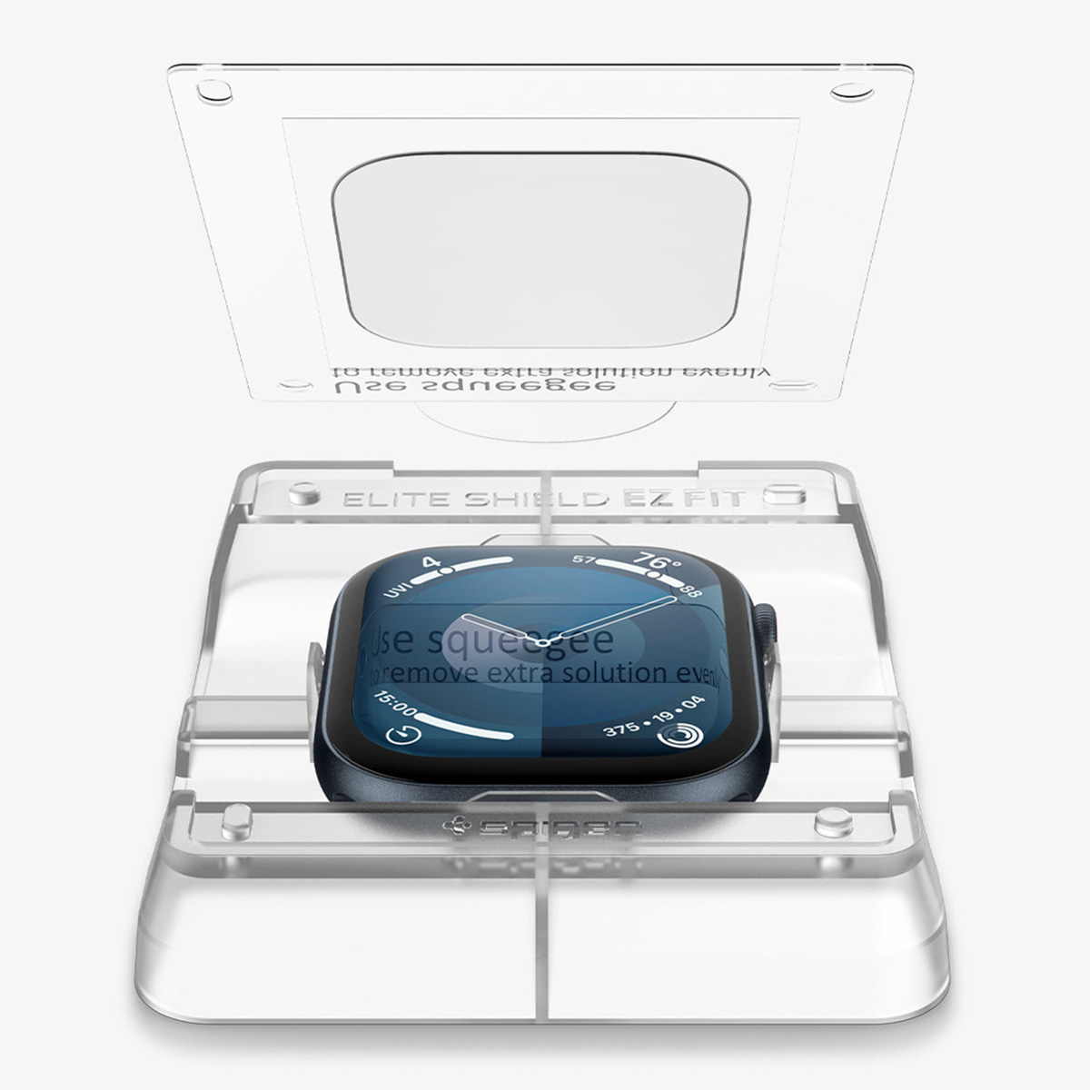 Smartwatch z aplikacją ochraniacza ekranu. Godzina jest wyświetlana na zegarku.