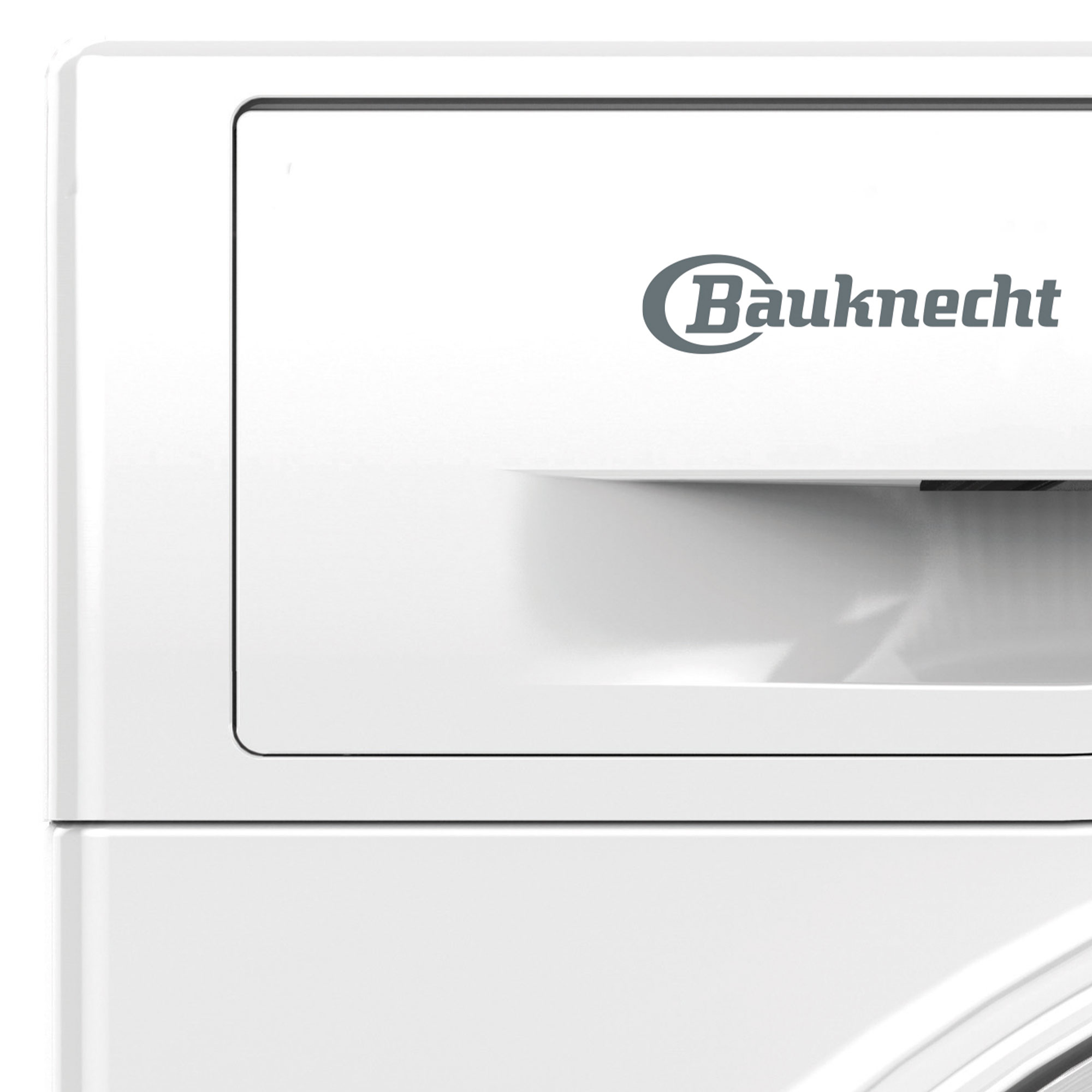 Weißes Bauknecht-Gerät mit Logo auf der Vorderseite.