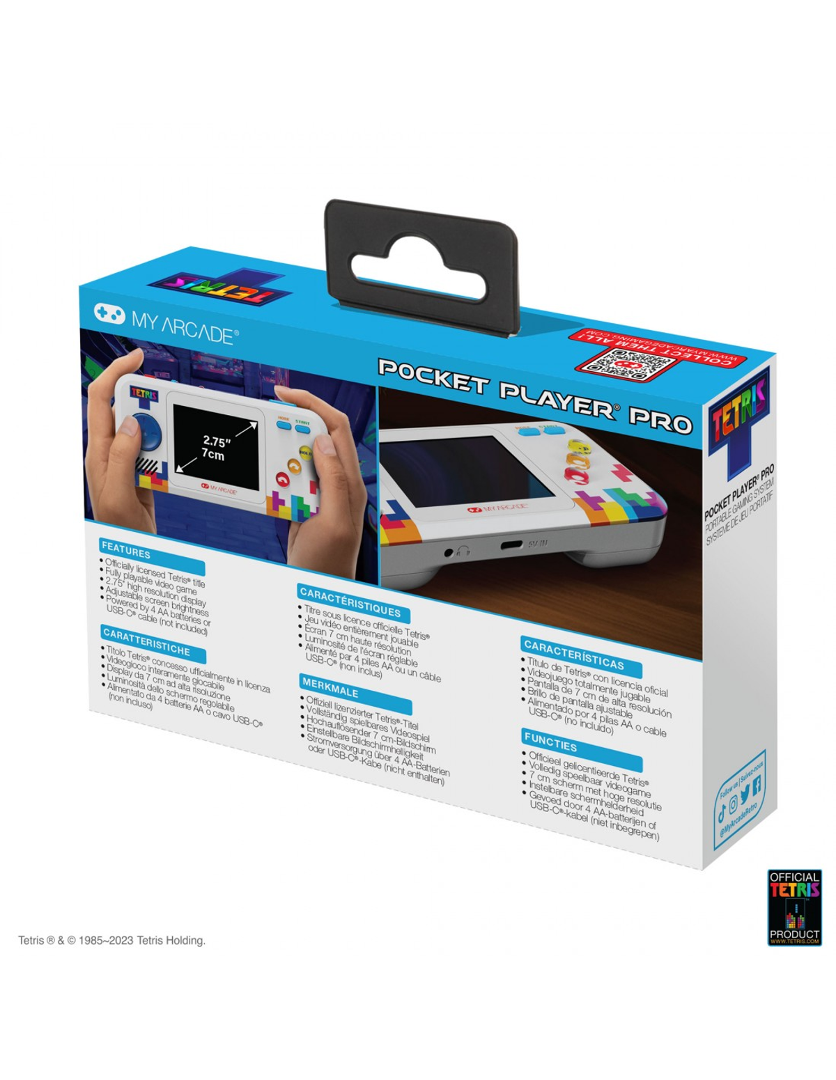 Pudełko Pocket Player Pro z konsolą przenośną. Tekst: Pocket Player Pro.