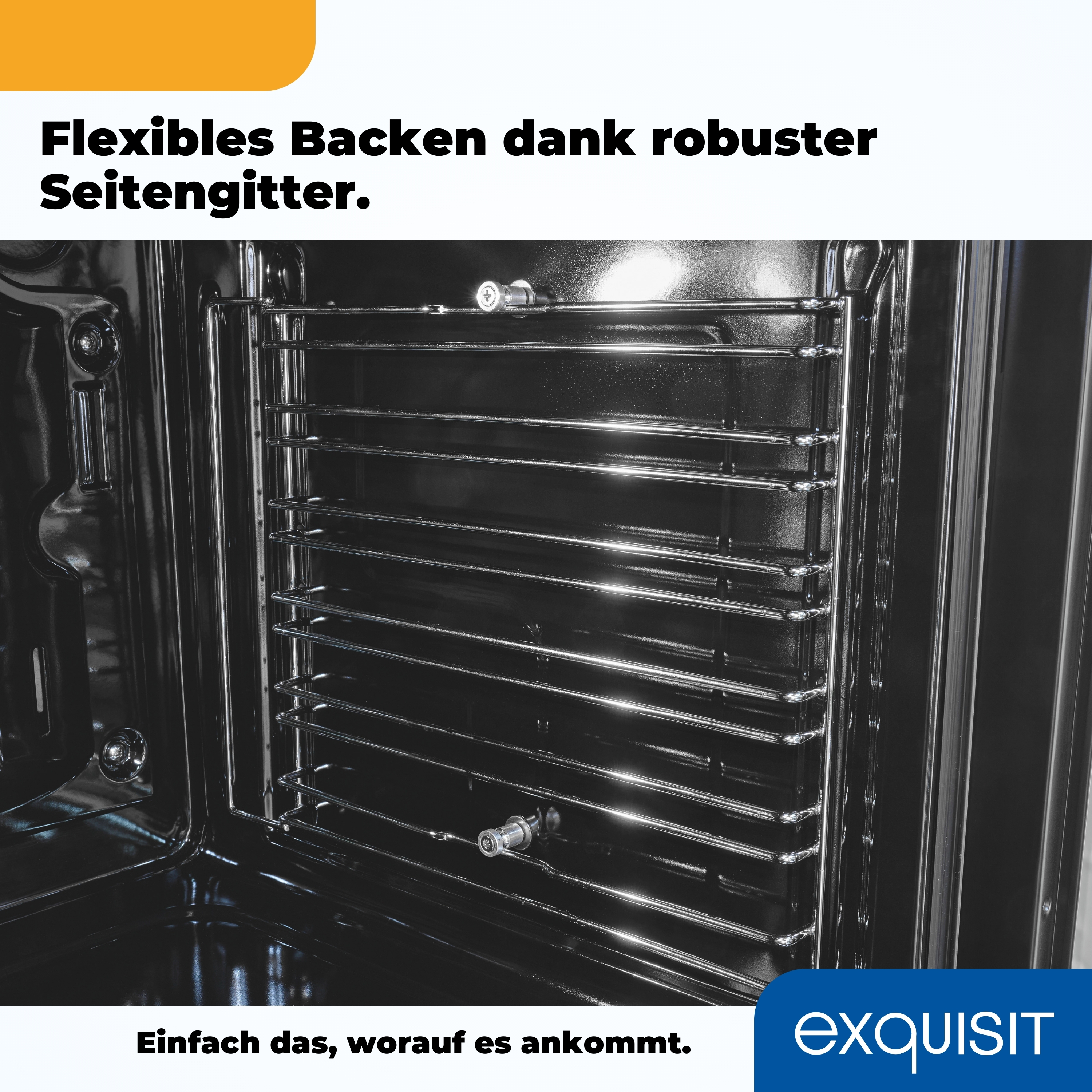 In einem Ofen ist ein Metallrost sichtbar. Der Ofen ist schwarz.