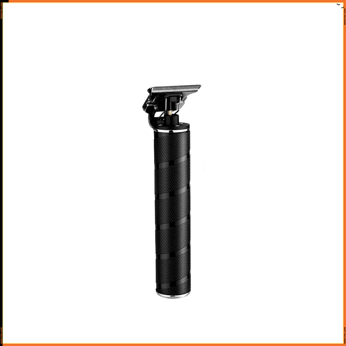 Schwarze Haarschneidemaschine auf Weiß. Der Clipper hat einen strukturierten Griff und Klinge.