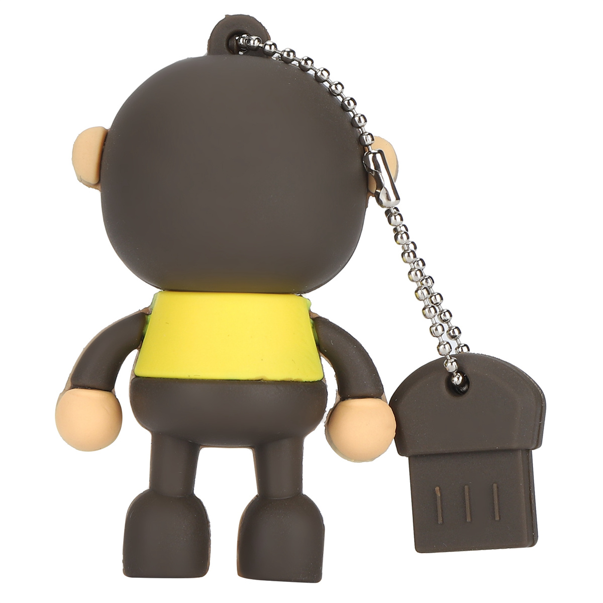 Ein USB-Stick in Form eines Cartoon-Affen mit Kette.