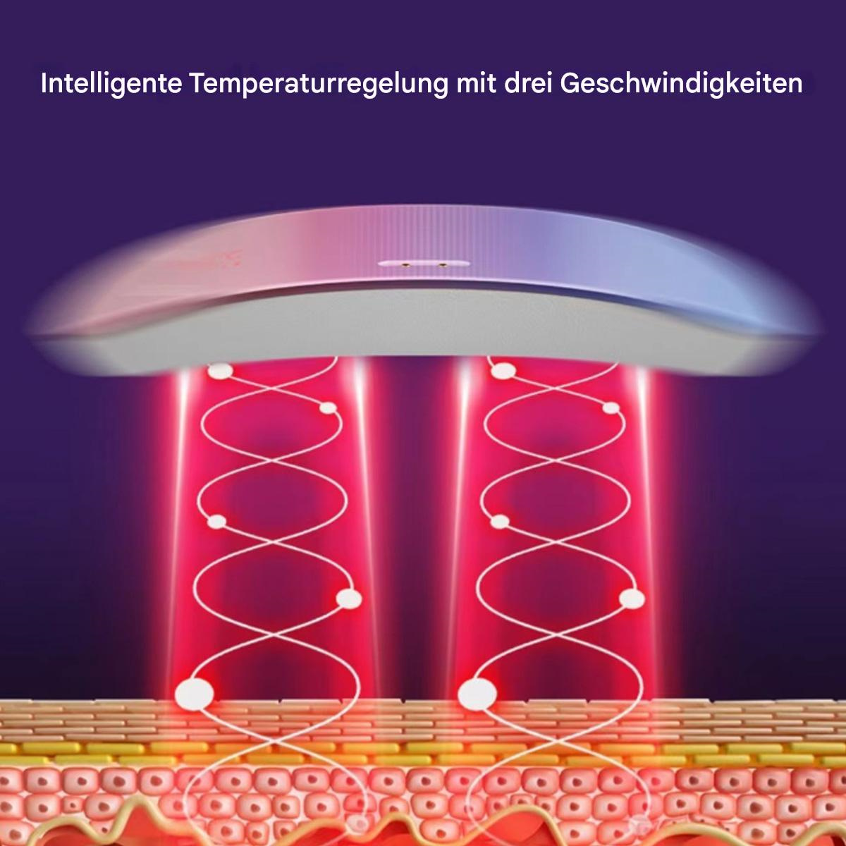 Gerät, das rote Lichtstrahlen auf Hautschichten emittiert.