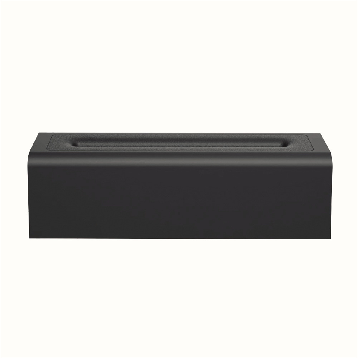 Schwarze Taschentuchbox, rechteckige Form, obere Öffnung.