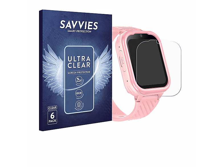 SAVVIES 6x klare Schutzfolie (für Yuede Kids Smartwatch 1.83")
