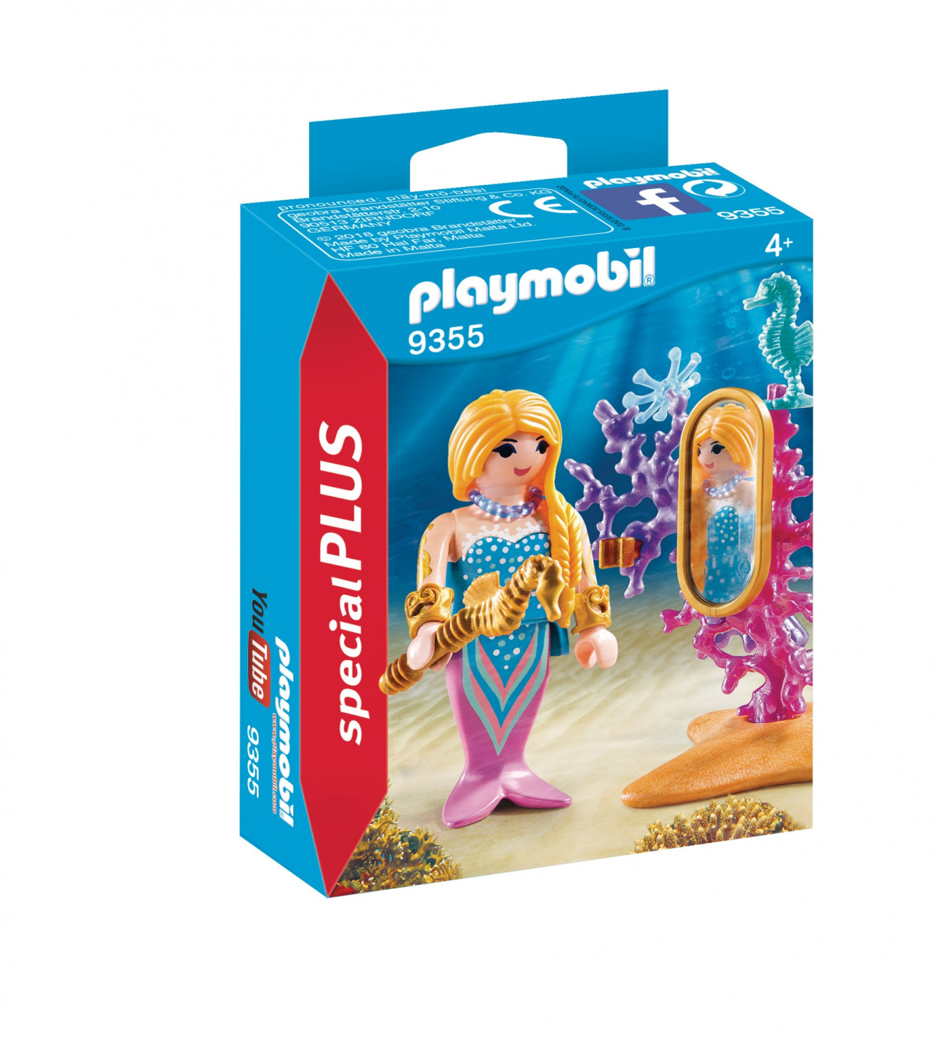 Zestaw pudełkowy Playmobil z figurką syreny, akcesoriami i tekstem.