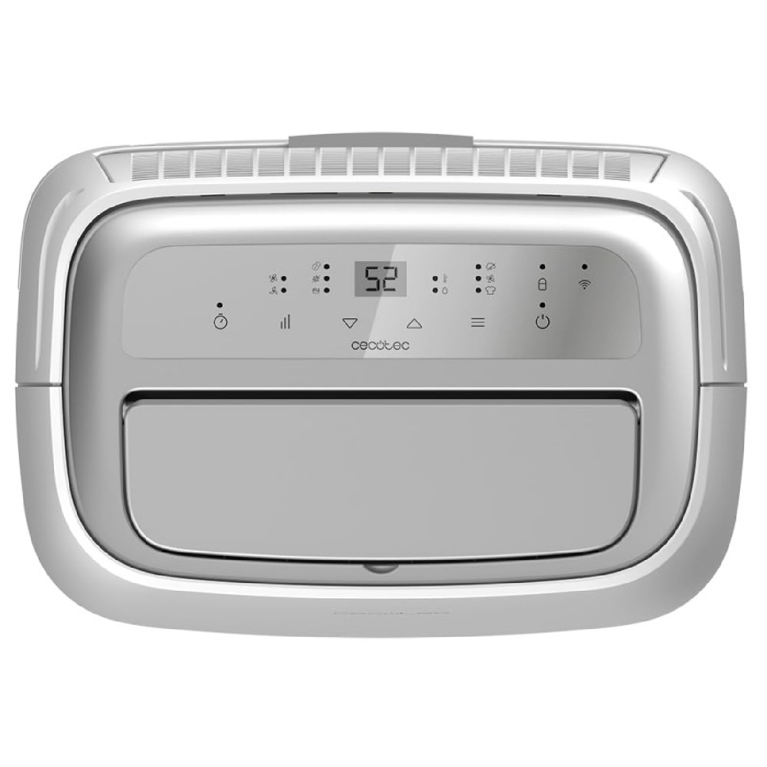 Biały i szary osuszacz z wyświetlaczem i sterowaniem.