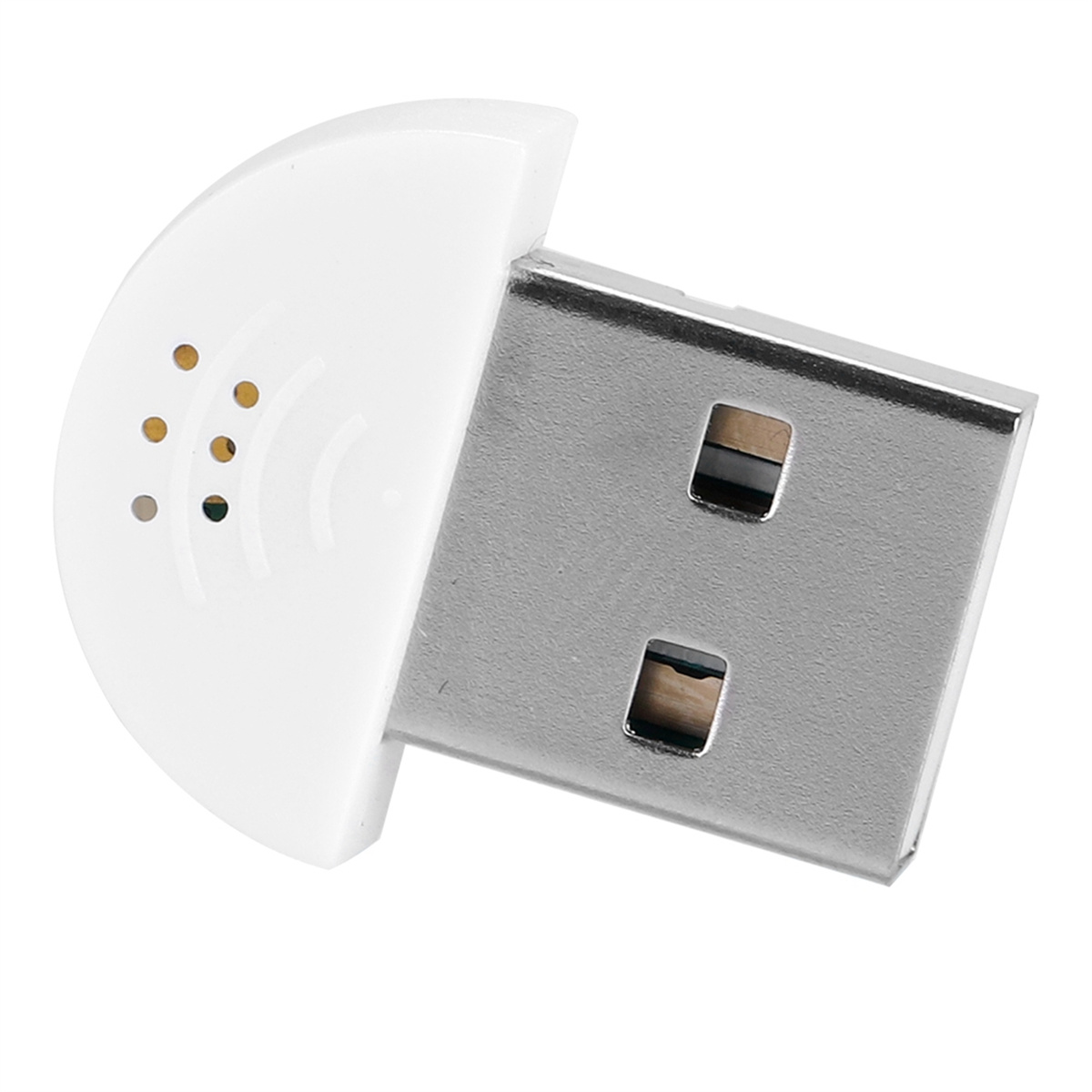 Weißer USB-Stick mit gewölbter Oberseite und mehreren kleinen Löchern.