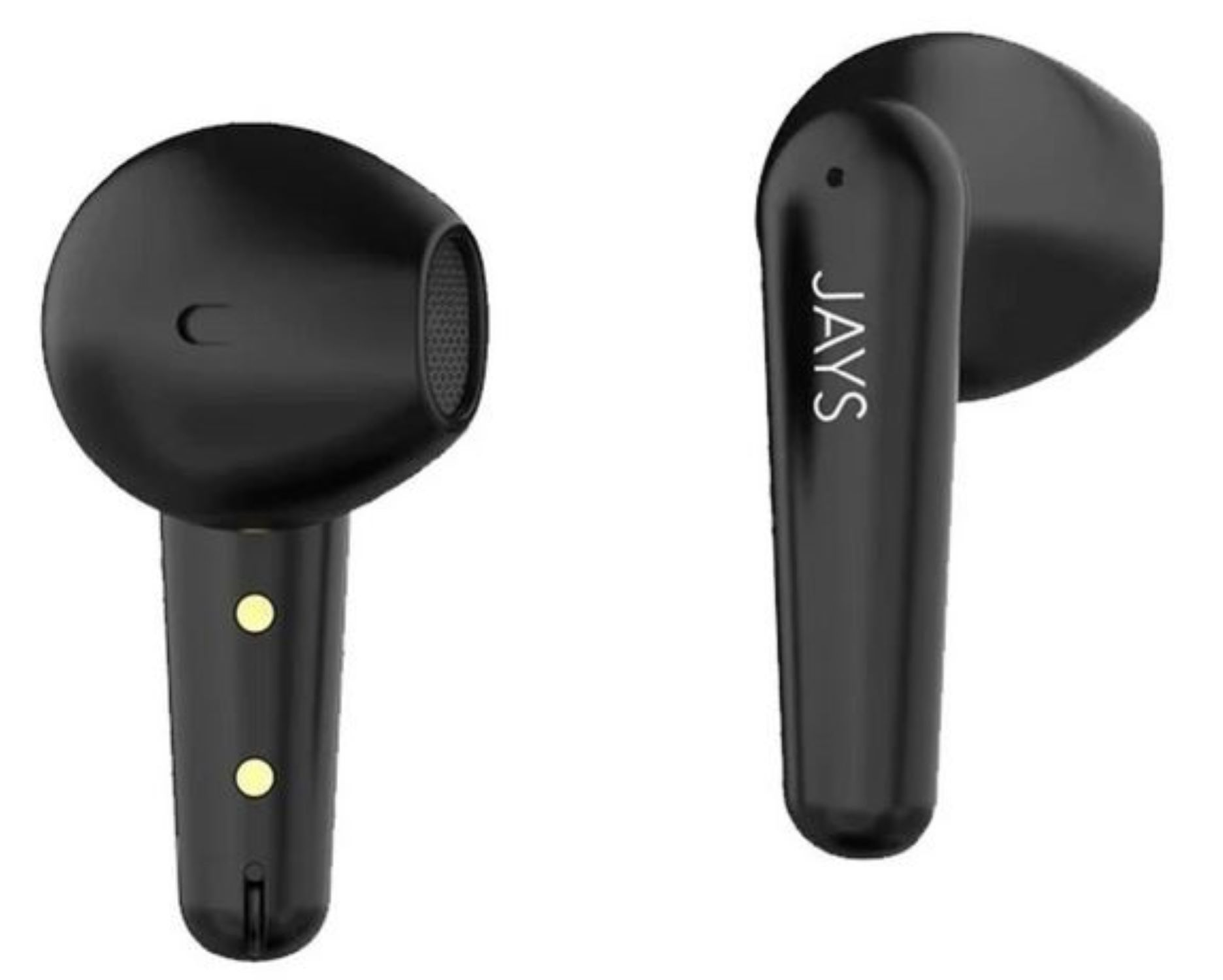 Auricolari wireless neri con la scritta JAYS.