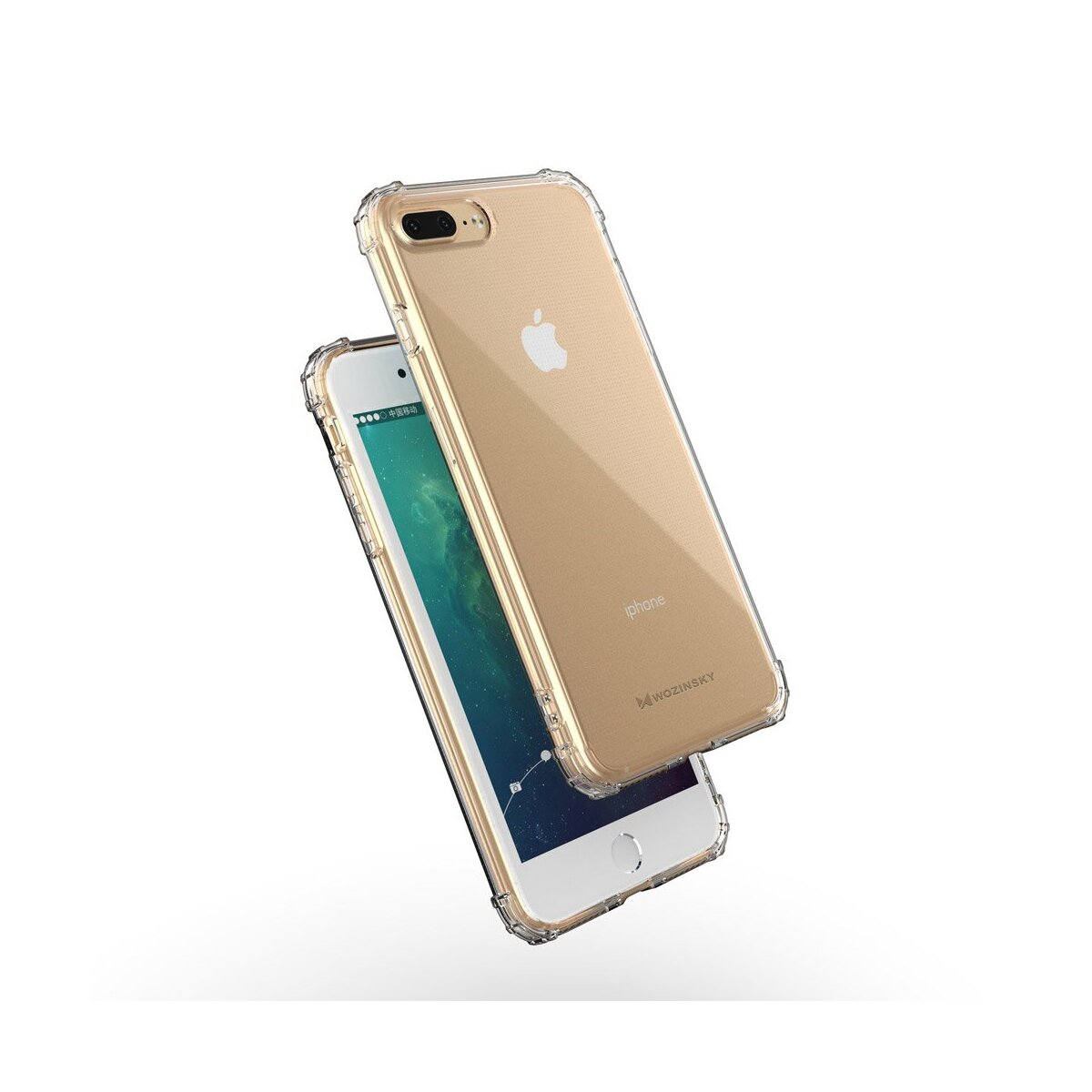 Zwei Telefone mit Schutzhüllen. Eines ist goldfarben, das andere hat ein sichtbares Display.