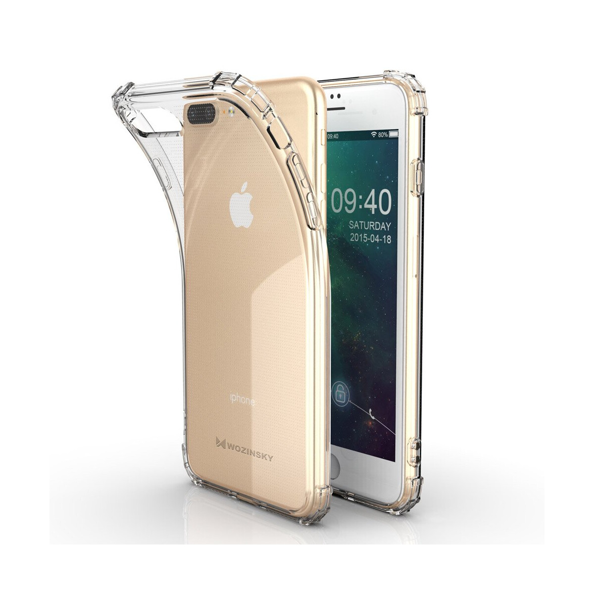 iPhone in einer transparenten Hülle. Der Hintergrund ist weiß.