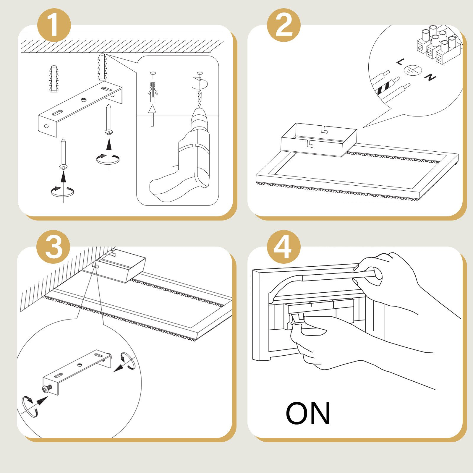 Instrukcja krok po kroku: mocowanie wspornika, okablowanie i montaż końcowy.