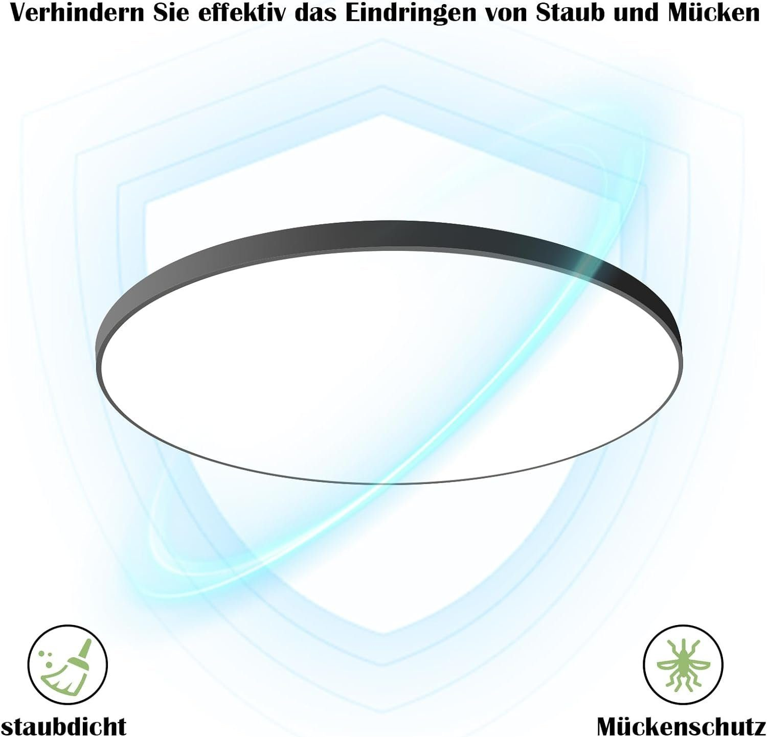 Lampa sufitowa z wizualizacją ochrony przed kurzem i komarami. Użyto kształtu tarczy.