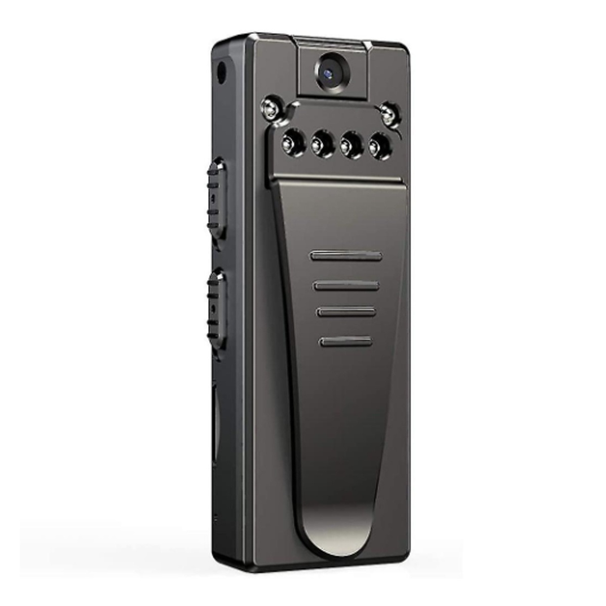 Schwarze Mini-Kamera mit Clip.