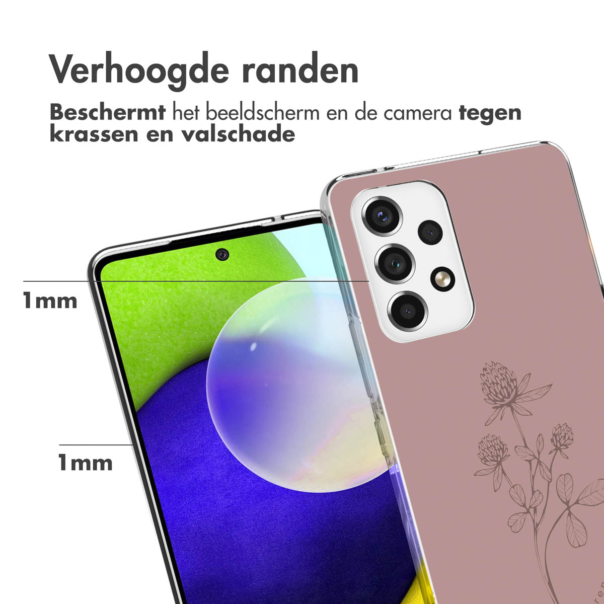 Un étui de téléphone avec un motif de trèfle. L'étui recouvre un téléphone et est sur un fond blanc.