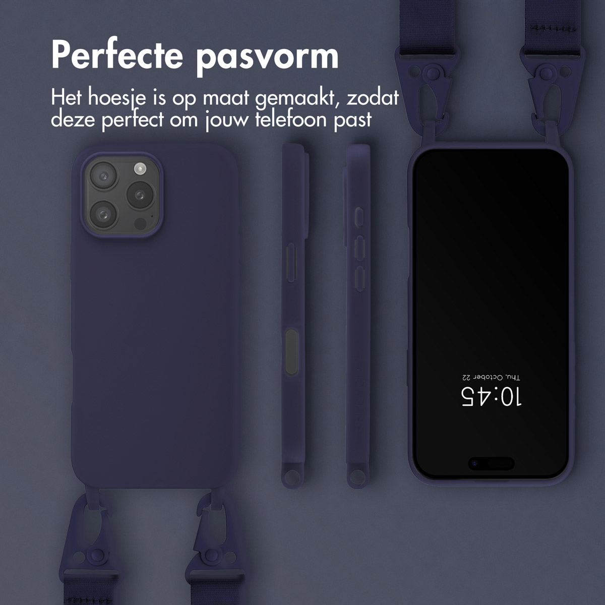 SELENCIA Siliconen hoesje met afneembaar koord adatta per Apple iPhone 16 Pro Max Cover per iPhone 16 Pro Max, Blu